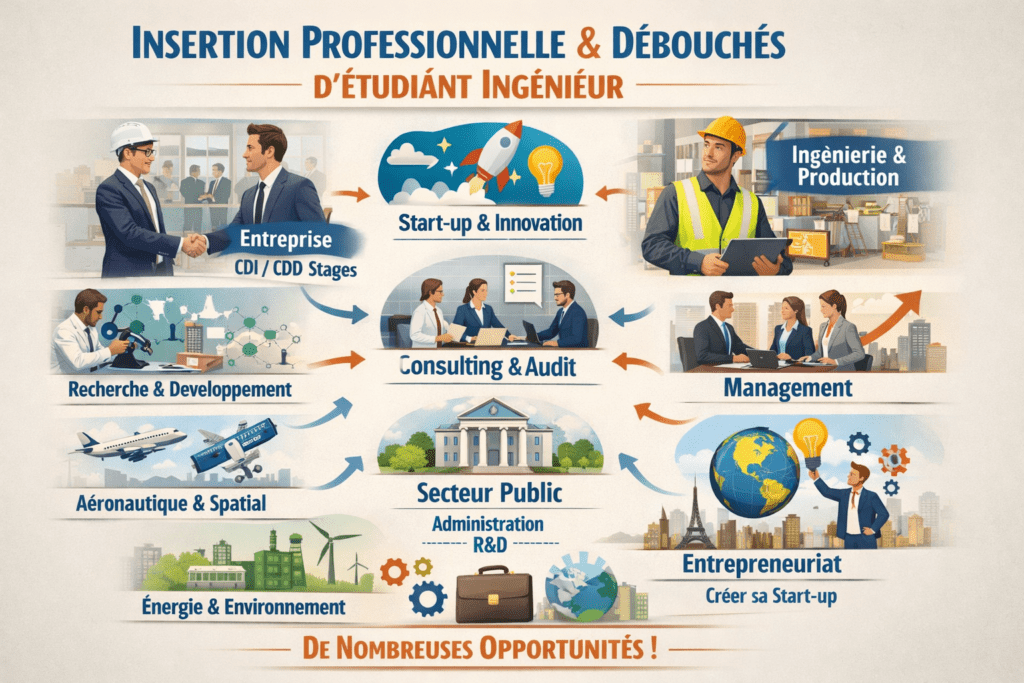 Insertion professionnelle et débouchés des étudiants ingénieurs - École d’ingénieur publique ou privée